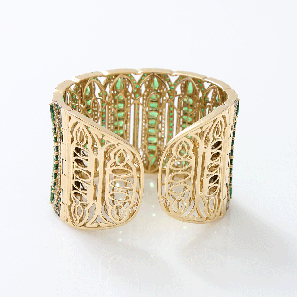 WENDY YUE-Tsavorite Cuff Bracelet-YELLOW GOLD
