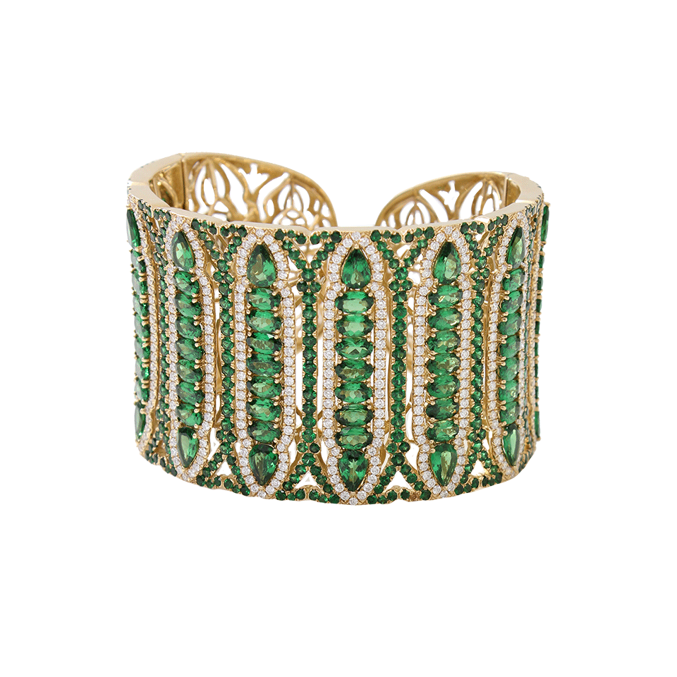 WENDY YUE-Tsavorite Cuff Bracelet-YELLOW GOLD