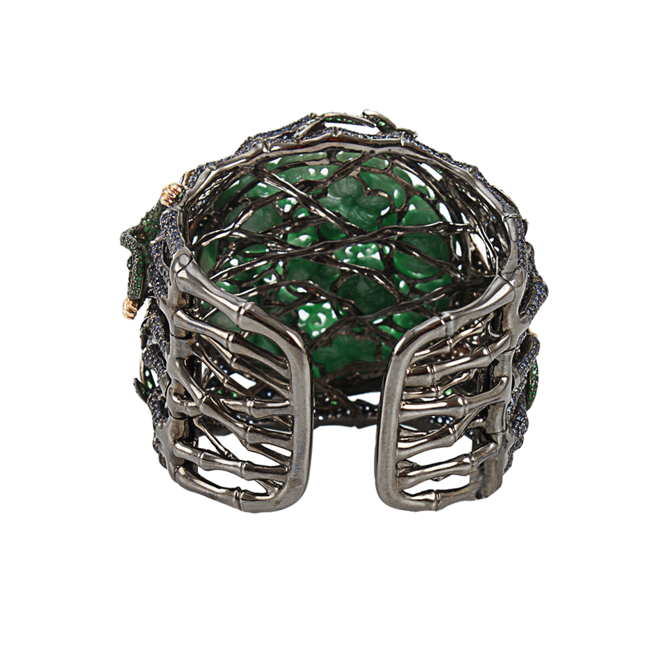 WENDY YUE-Jade Flying Monkey Cuff Bracelet-GREEN/WG