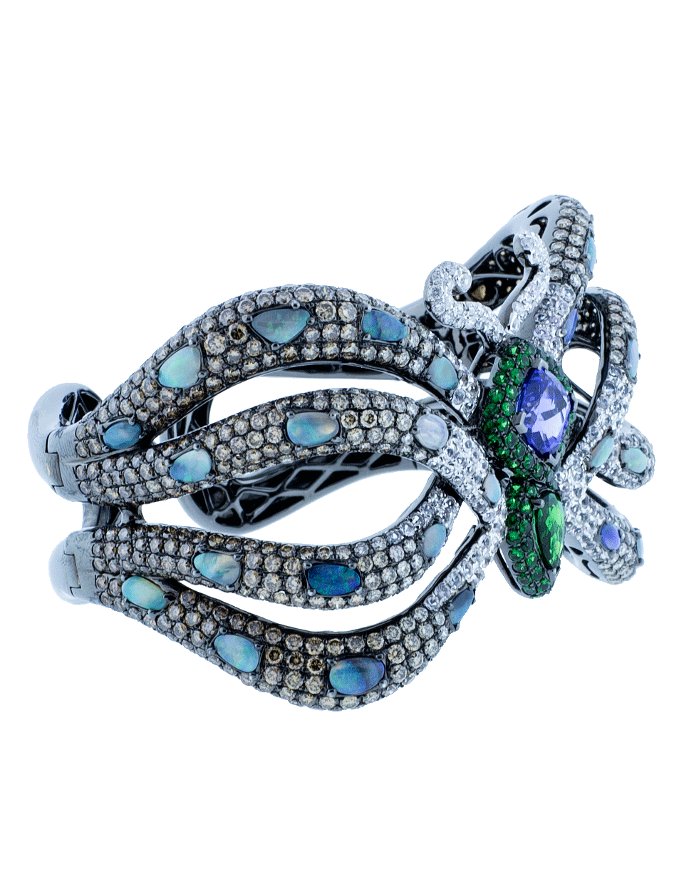 WENDY YUE-Tanzanite And Opal Butterfly Cuff Bracelet-WHITE GOLD
