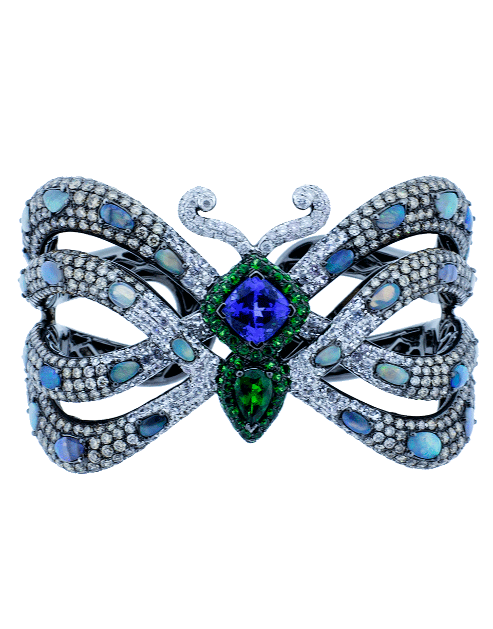 WENDY YUE-Tanzanite And Opal Butterfly Cuff Bracelet-WHITE GOLD