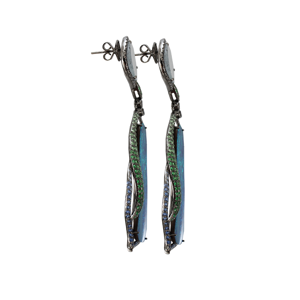 WENDY YUE-Boulder Opal Earrings-BLACK GOLD