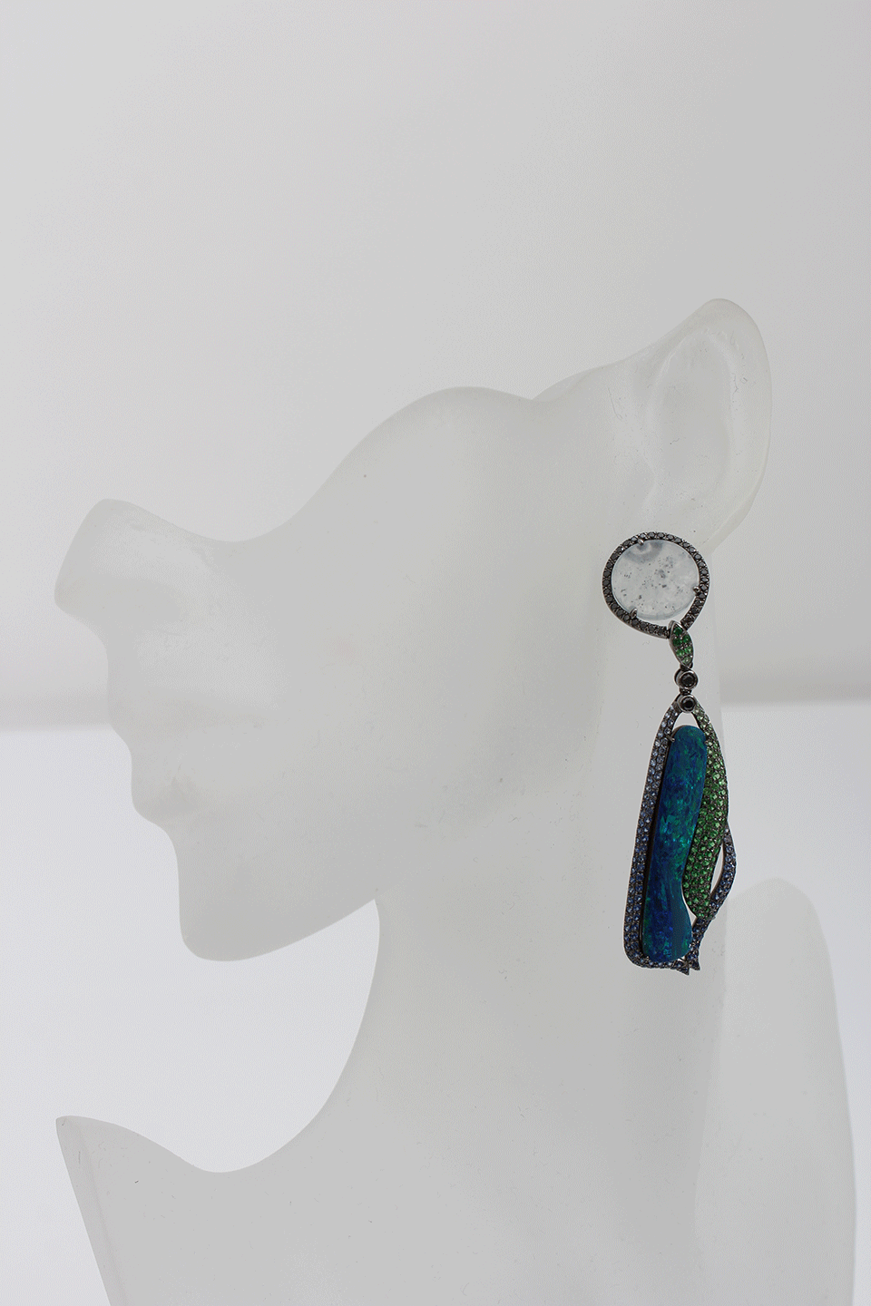 WENDY YUE-Boulder Opal Earrings-BLACK GOLD