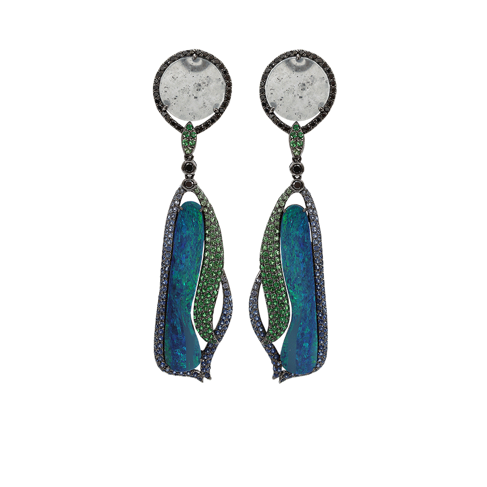 WENDY YUE-Boulder Opal Earrings-BLACK GOLD