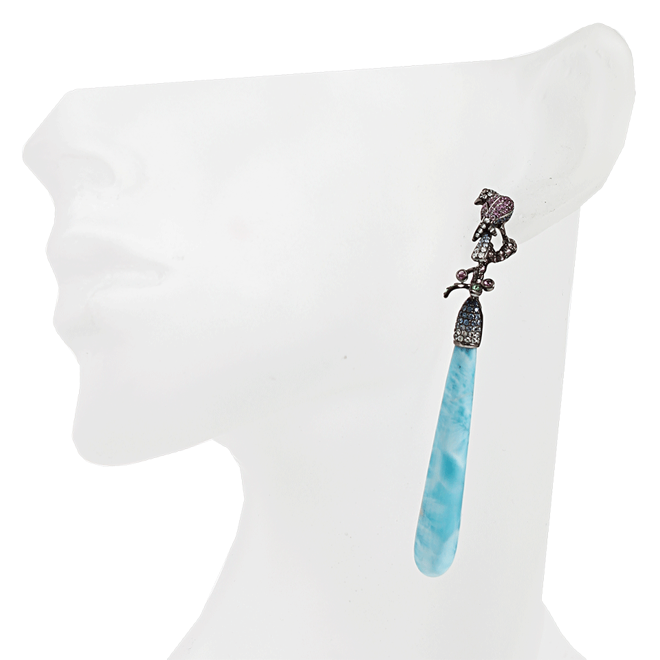 WENDY YUE-Calamine Drop Earrings with Bird Post-BLACK GOLD