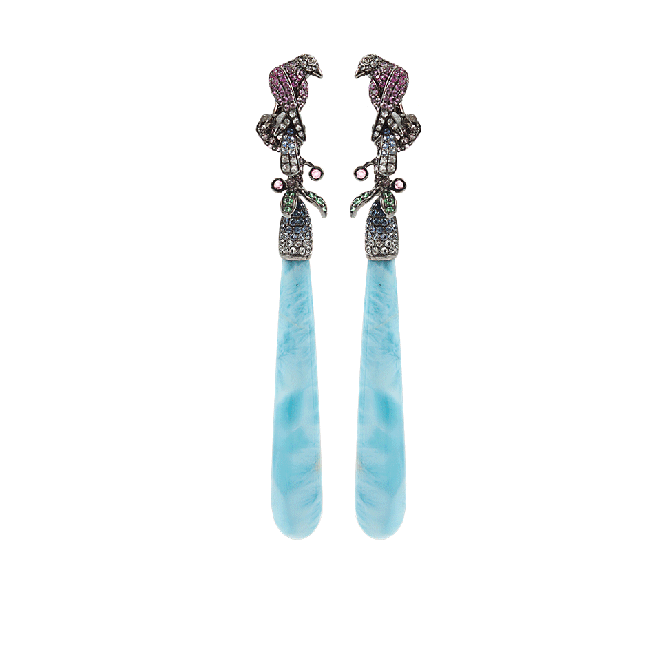WENDY YUE-Calamine Drop Earrings with Bird Post-BLACK GOLD