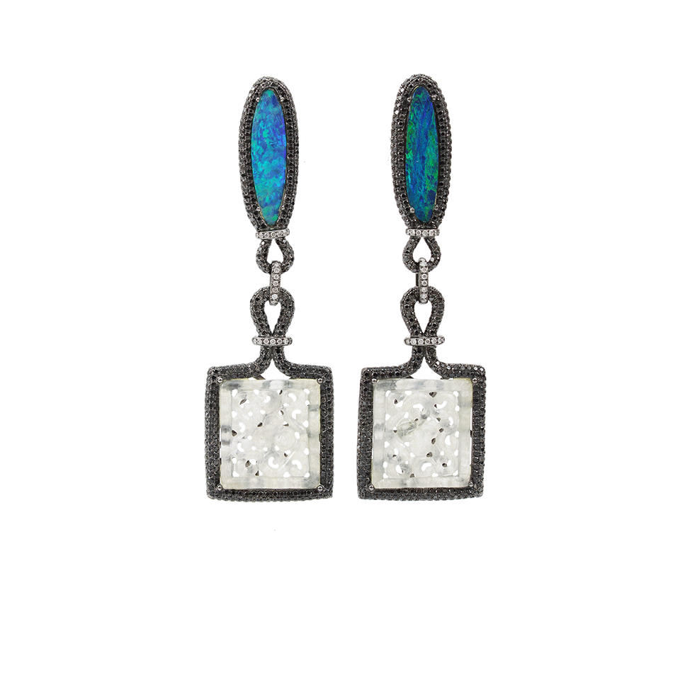 WENDY YUE-Carved Jade Earrings-BLACK GOLD