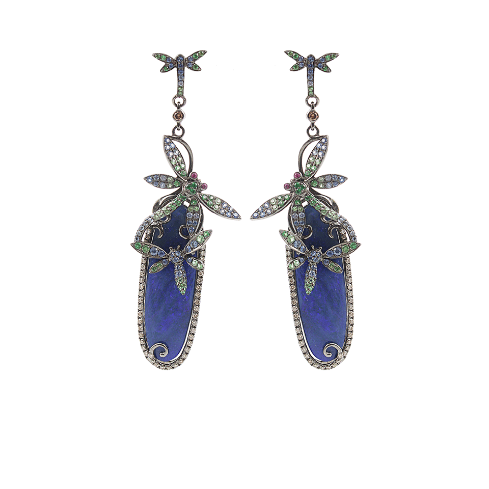 WENDY YUE-Dragonfly Opal Earrings-BLACK GOLD