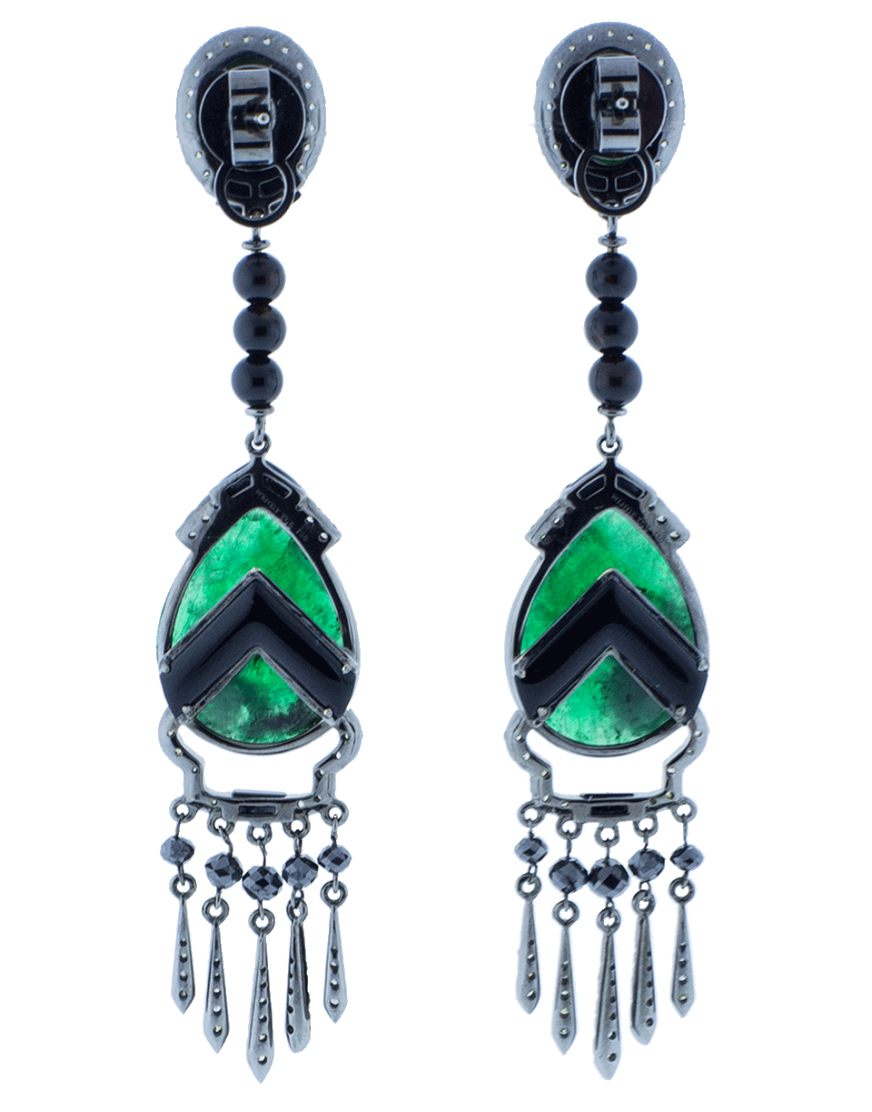 WENDY YUE-Emerald Drop Earrings-BLACK GOLD