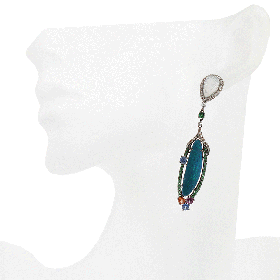 WENDY YUE-Opal and Jade Earrings-BLACK GOLD
