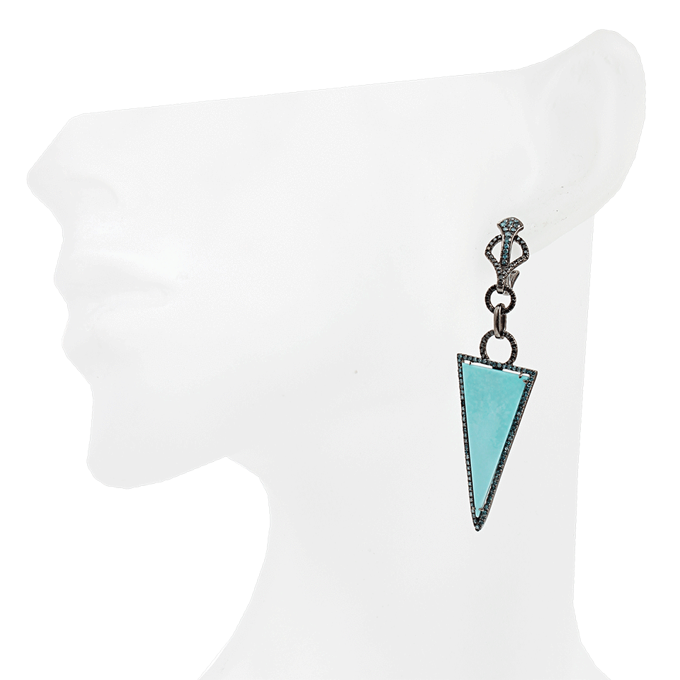 WENDY YUE-Turquoise Triangle Drop Earrings-BLACK GOLD