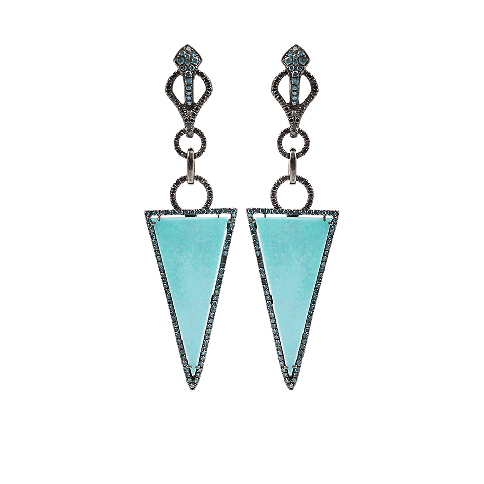 WENDY YUE-Turquoise Triangle Drop Earrings-BLACK GOLD