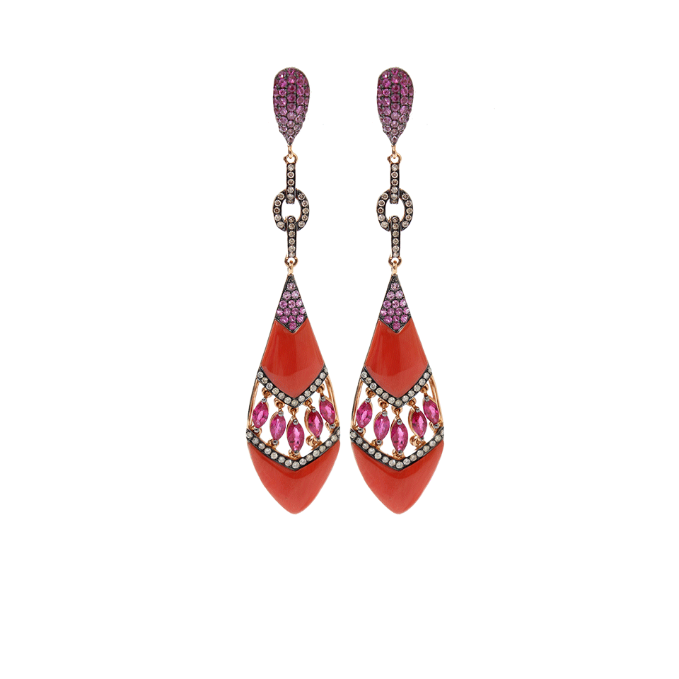 WENDY YUE-Coral Shield Earrings-ROSE GOLD