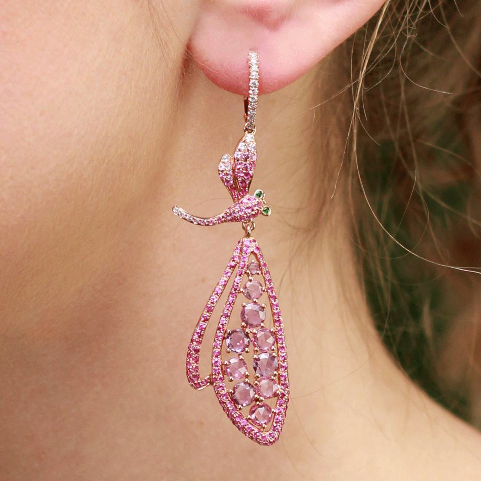 WENDY YUE-Dragonfly Earrings-ROSE GOLD
