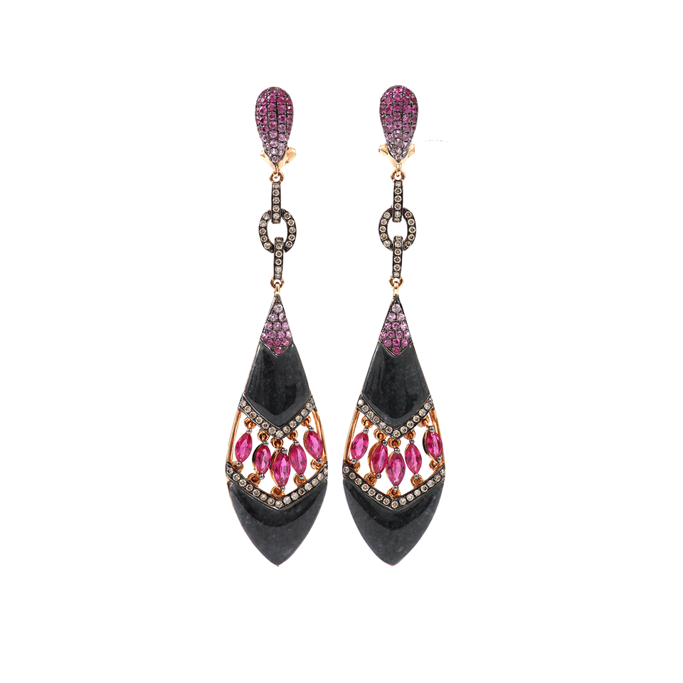 WENDY YUE-Grey Jade Earrings-ROSE GOLD
