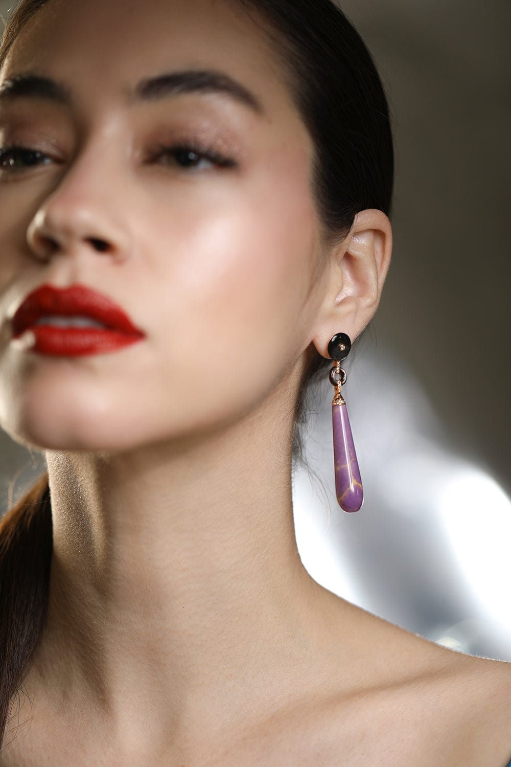 WENDY YUE-Phosphosiderite And Black Mother of Pearl Earrings-ROSE GOLD