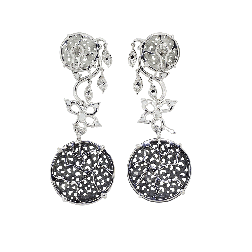 WENDY YUE-Carved Jade And Diamond Earrings-WHITE GOLD