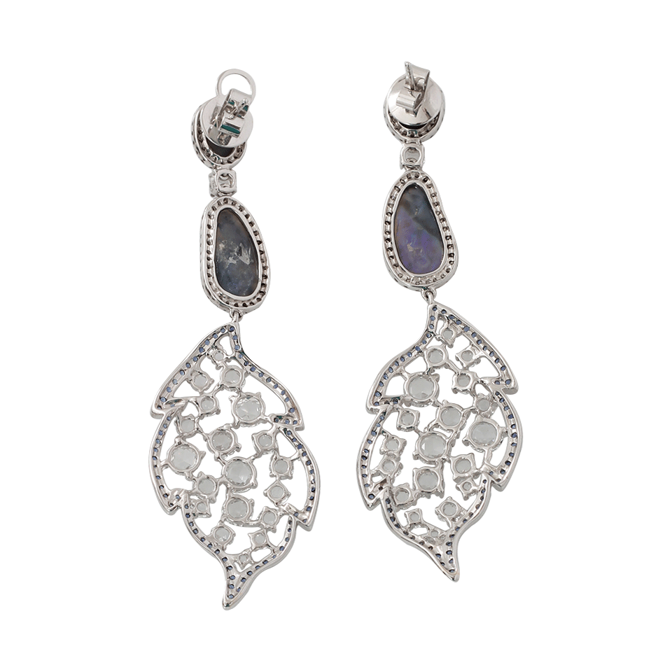 WENDY YUE-Carved Sapphire And Opal Earrings-WHITE GOLD