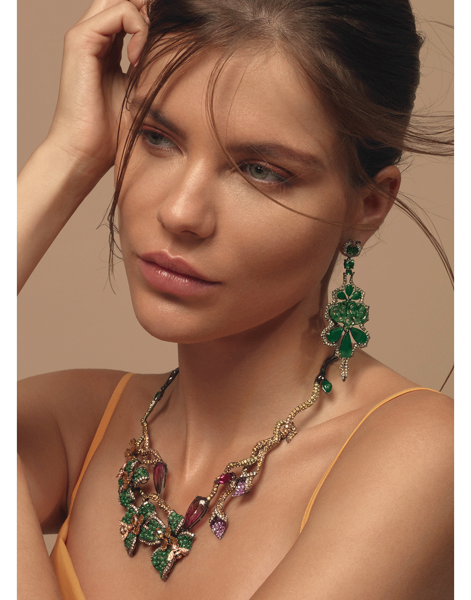 WENDY YUE-Emerald and Green Jade Earrings-WHITE GOLD