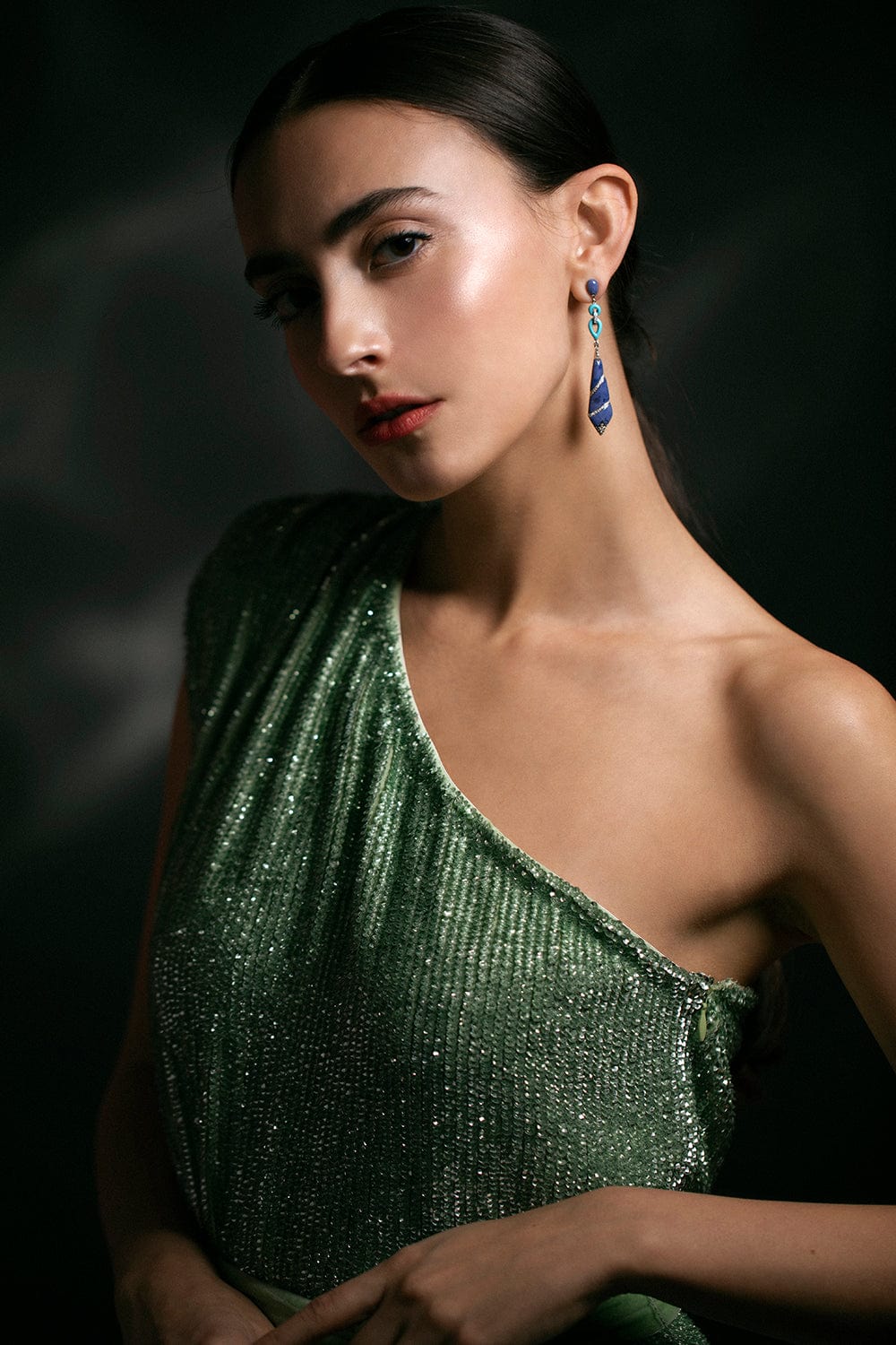 WENDY YUE-Lapis And Turquoise Earrings-WHITE GOLD