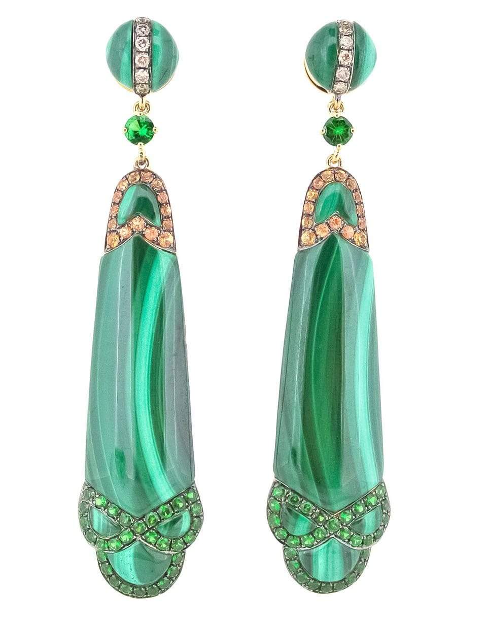 WENDY YUE-Malachite Earrings-WHITE GOLD