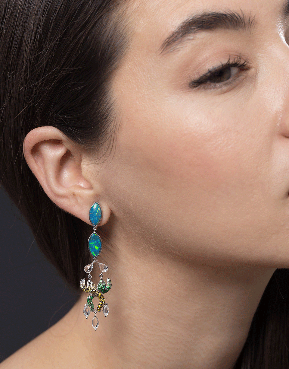 WENDY YUE-Opal And White Sapphire Earrings-WHITE GOLD