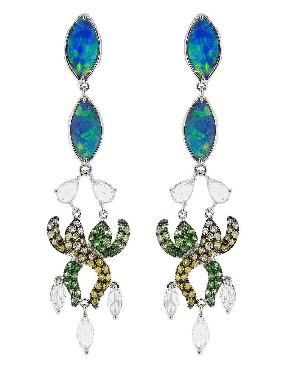 WENDY YUE-Opal And White Sapphire Earrings-WHITE GOLD