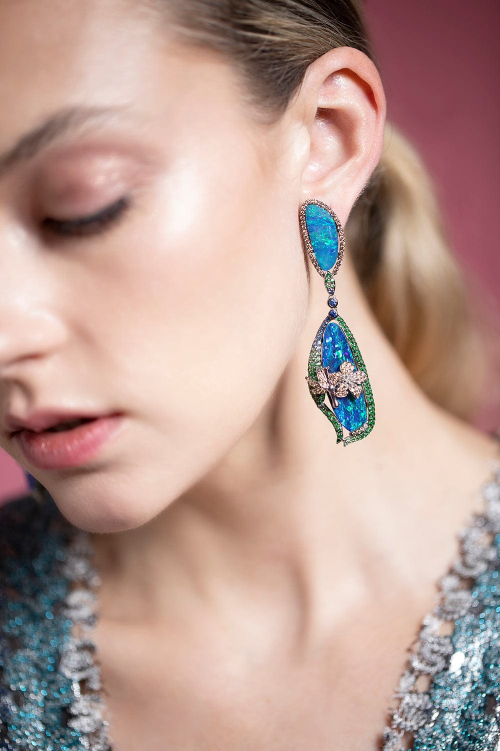 WENDY YUE-Opal Earrings-WHITE GOLD