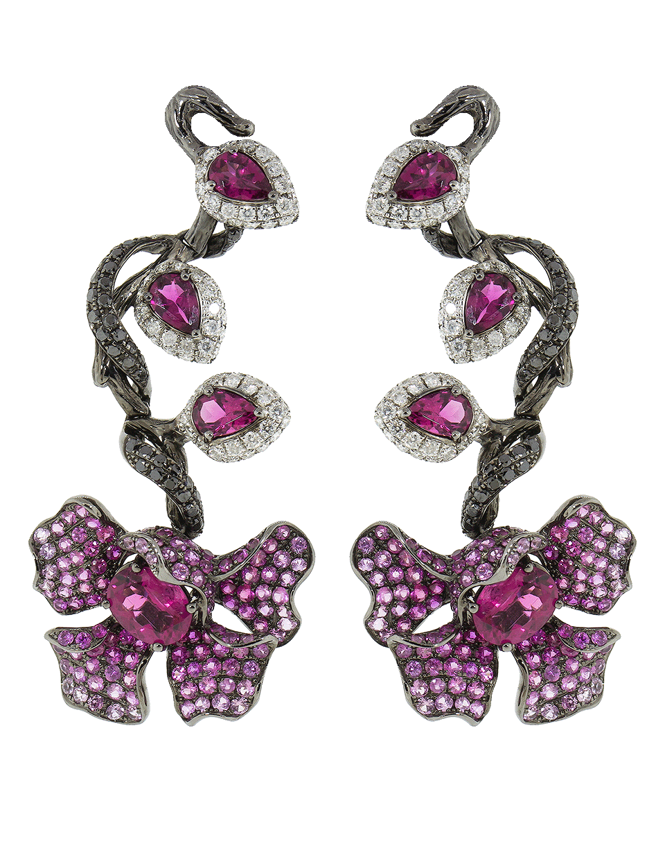 WENDY YUE-Rubellite Flower Earrings-WHITE GOLD