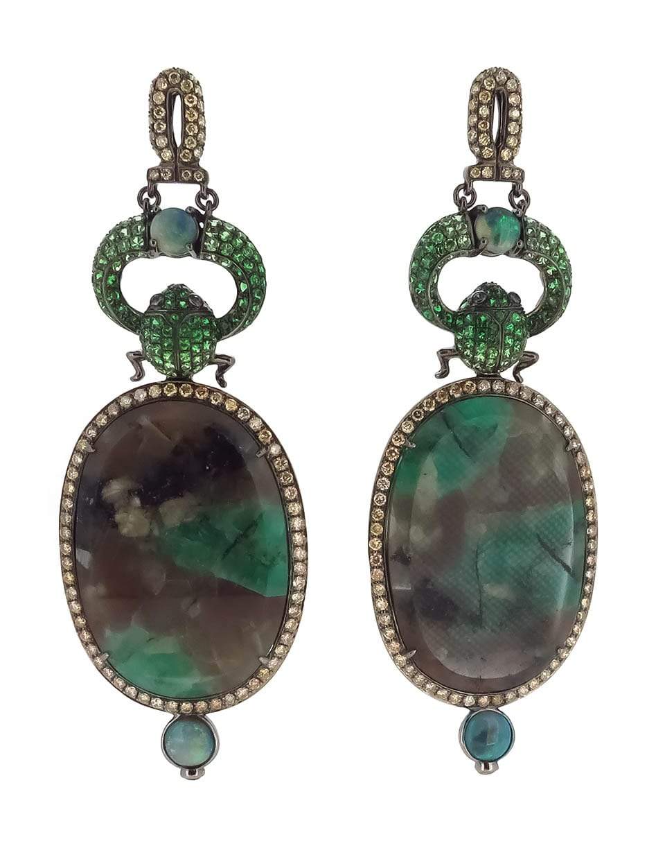 WENDY YUE-Scarab Earrings-WHITE GOLD