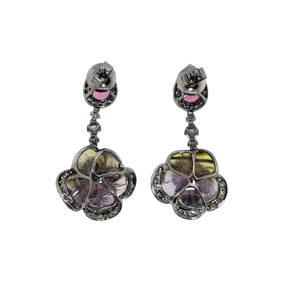 WENDY YUE-Tourmaline And Rubellite Earrings-WHITE GOLD