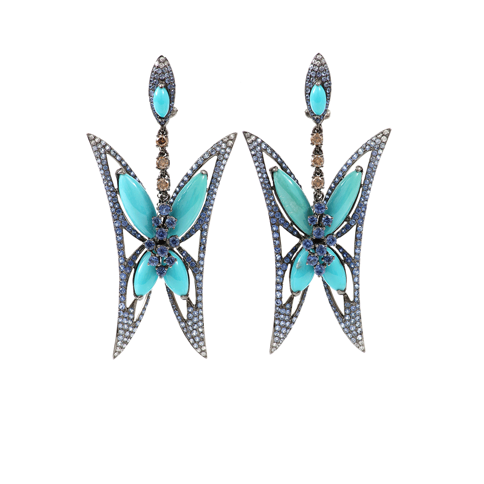 WENDY YUE-Turquoise Butterfly Earrings-WHITE GOLD
