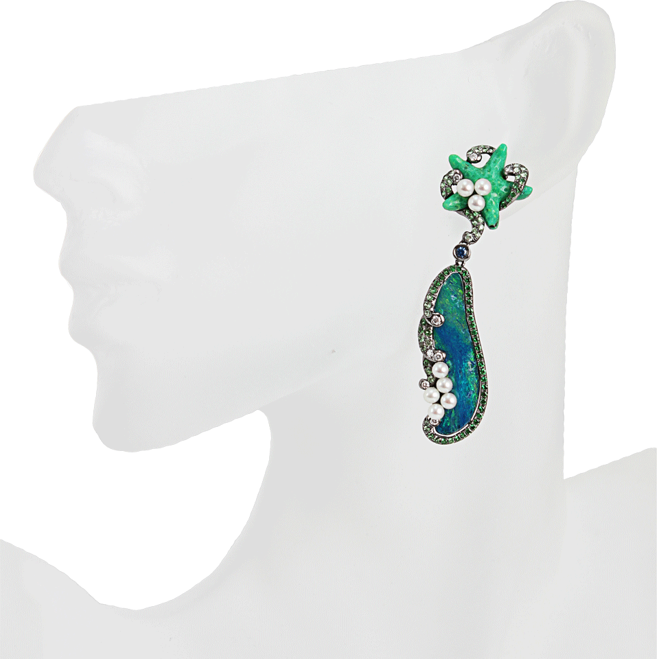 WENDY YUE-Sea-Life Opal Drop Earrings-WHT GOLD