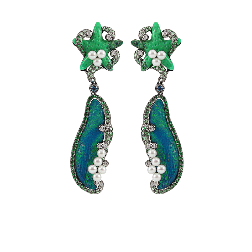 WENDY YUE-Sea-Life Opal Drop Earrings-WHT GOLD