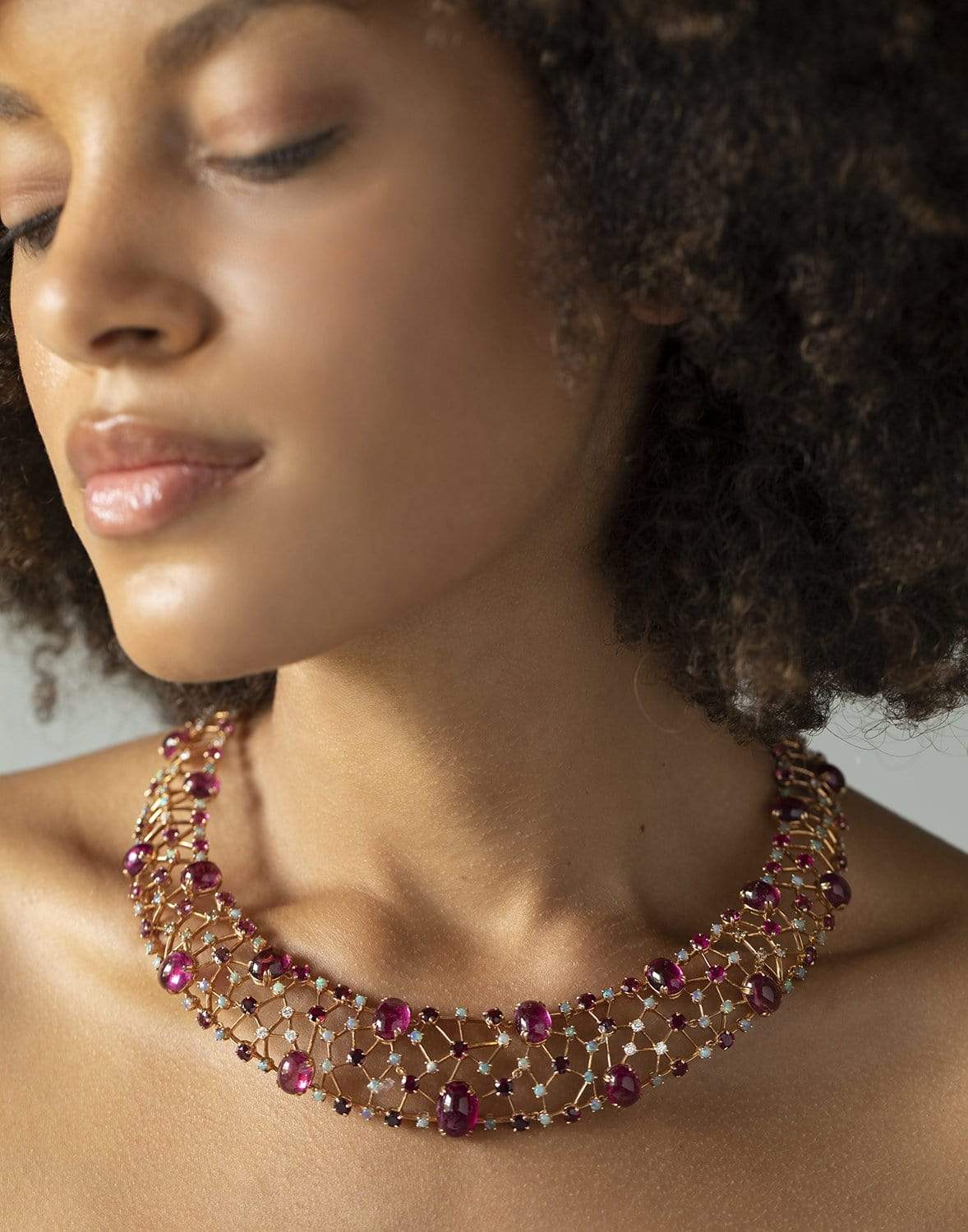 WENDY YUE-Rubellite Collar Necklace-ROSE GOLD
