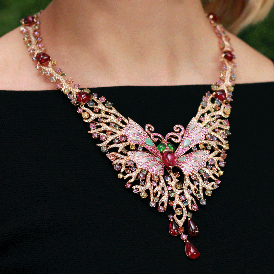 WENDY YUE-Butterfly Necklace-YELLOW GOLD