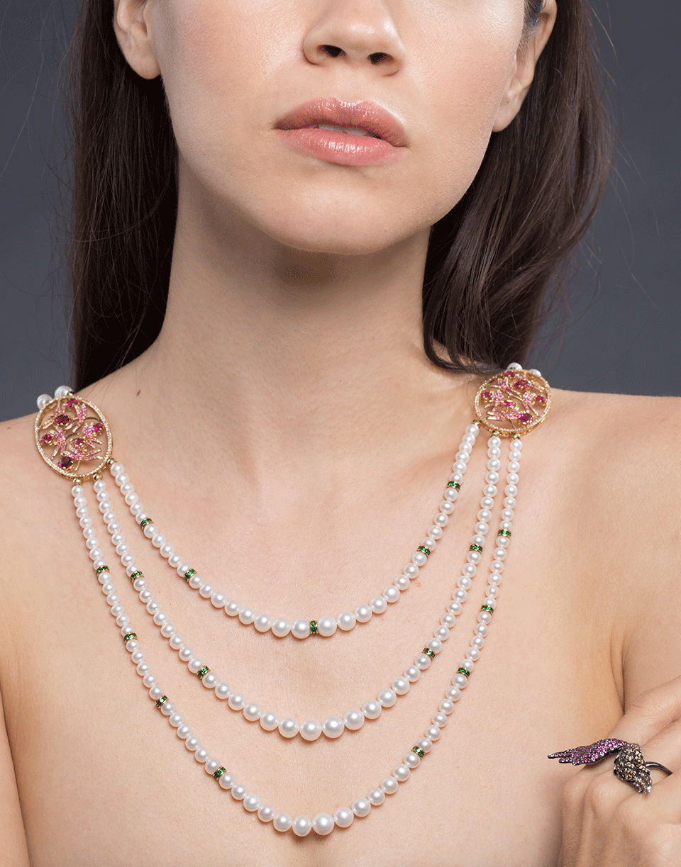 WENDY YUE-Rubellite And Pink Sapphire Pearl Necklace-YELLOW GOLD
