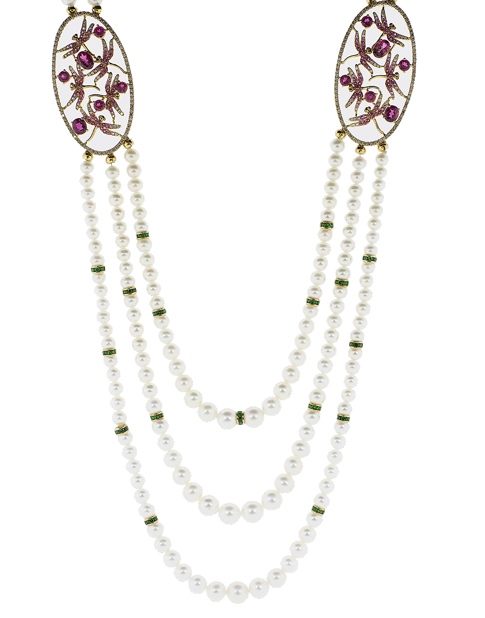 WENDY YUE-Rubellite And Pink Sapphire Pearl Necklace-YELLOW GOLD