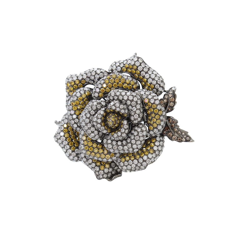 WENDY YUE-Diamond Flower Ring-BLACK GOLD