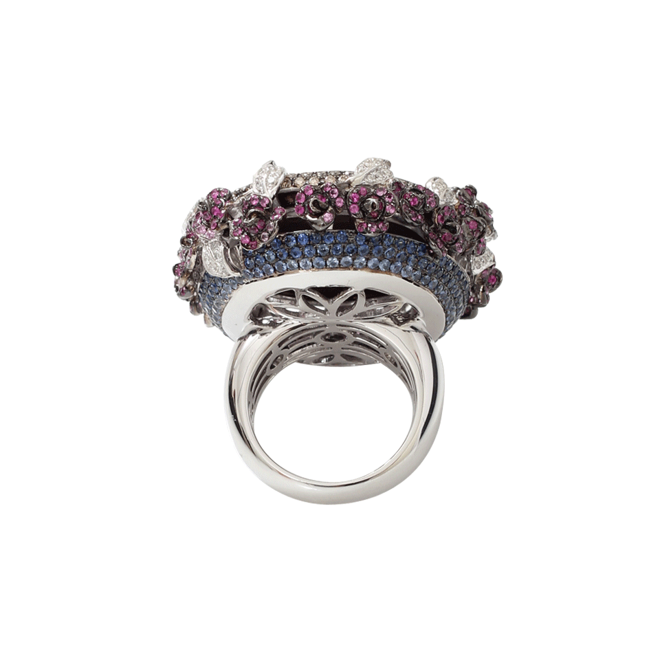 WENDY YUE-Boulder Opal And Sapphire Ring-BLACK GOLD