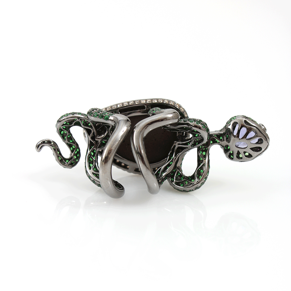 WENDY YUE-Boulder Opal Snake Ring-BLACK GOLD