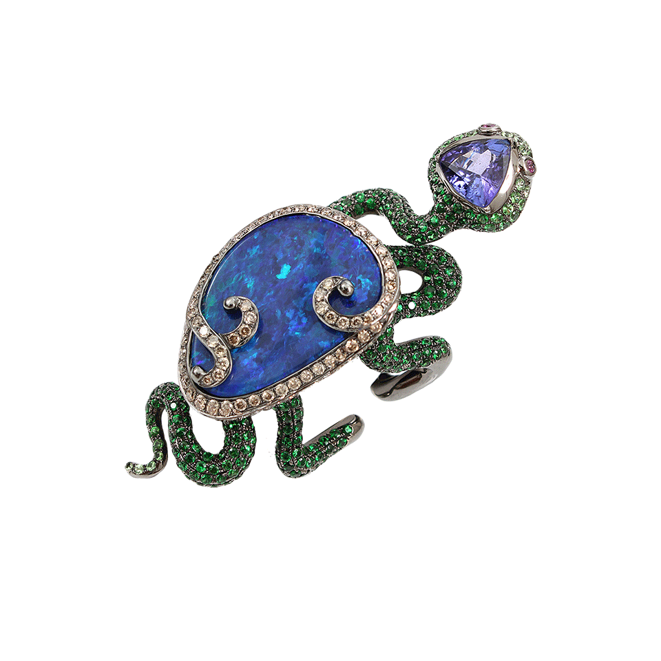 WENDY YUE-Boulder Opal Snake Ring-BLACK GOLD