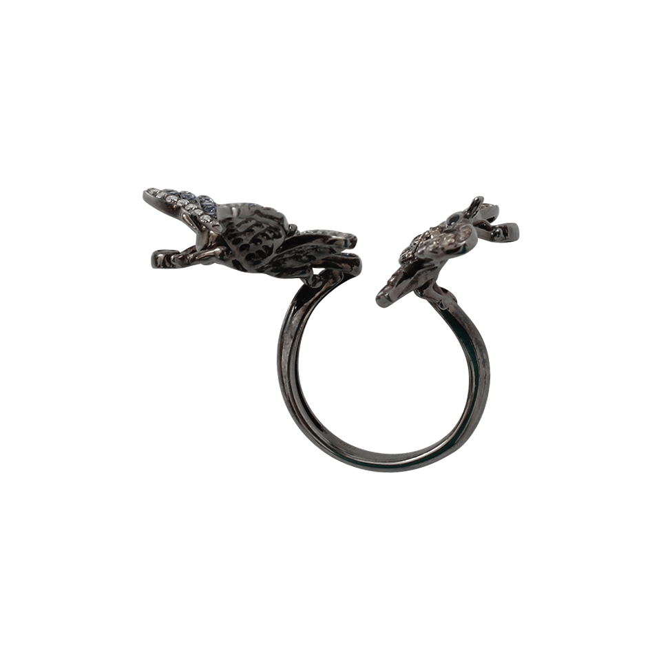 WENDY YUE-Double Dragonfly Ring-BLACK GOLD