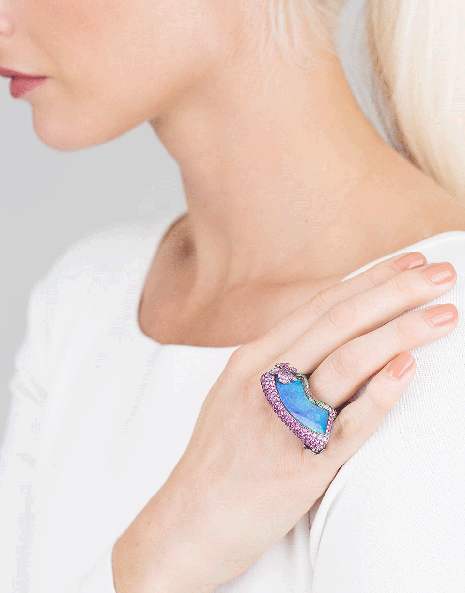 WENDY YUE-Opal Fan Ring-BLACK GOLD