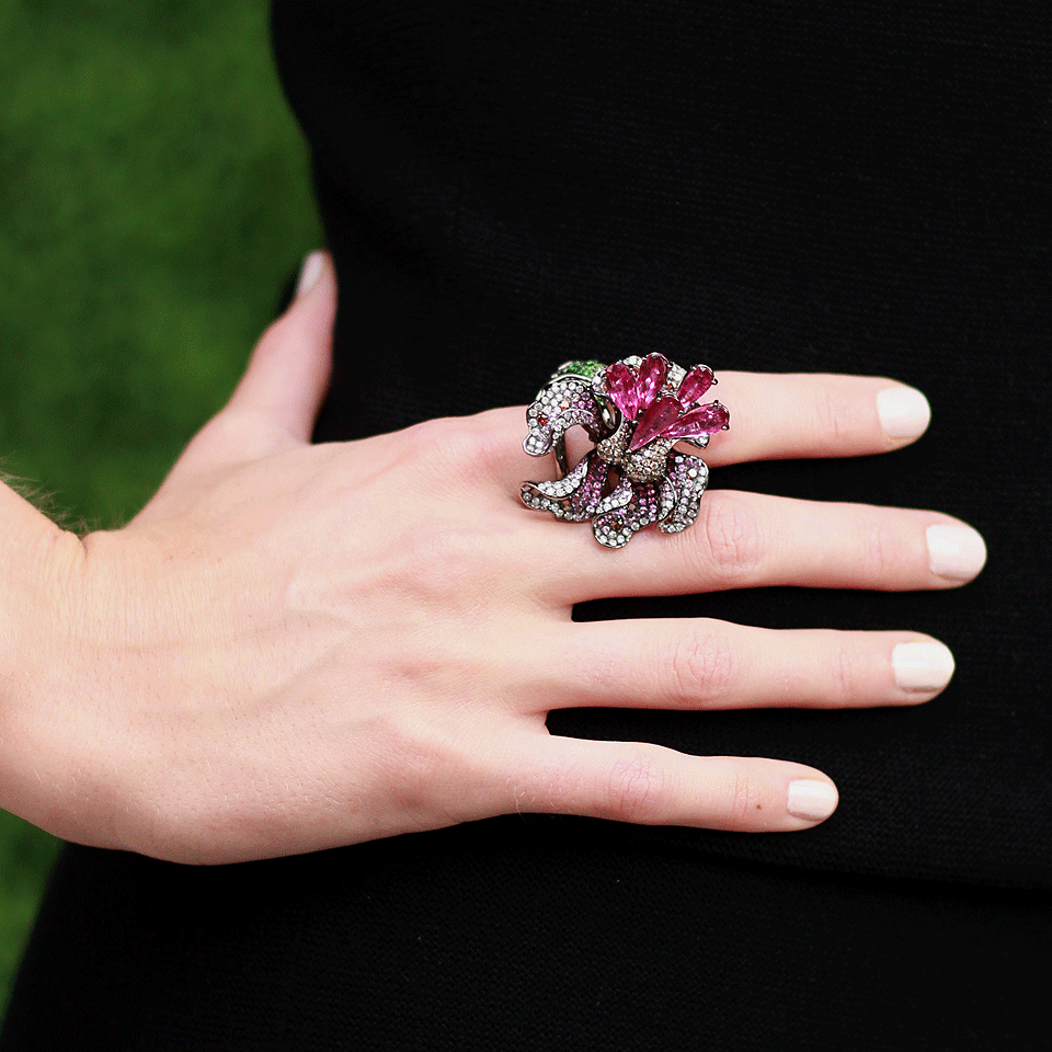 WENDY YUE-Stackable Flower Ring-BLACK GOLD