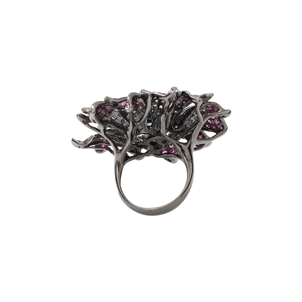 WENDY YUE-Tanzanite Flower Ring-BLACK GOLD