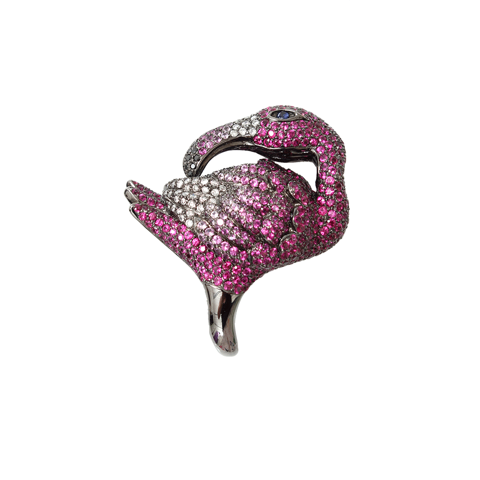 WENDY YUE-Ruby Flamingo Ring-BLACK GOLD