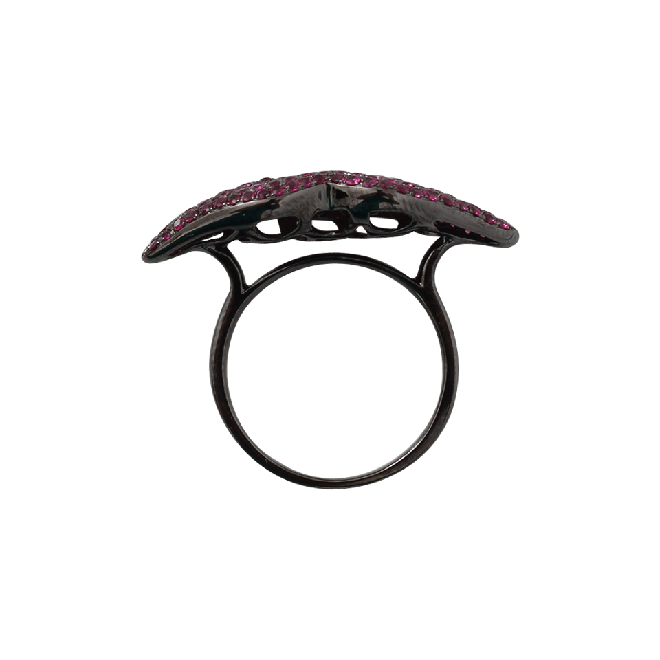 WENDY YUE-Ruby Lips Ring-BLACK GOLD