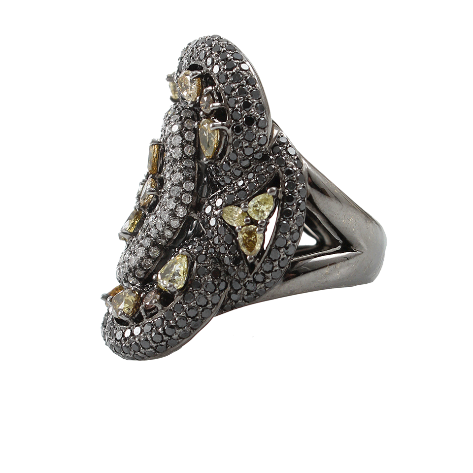 WENDY YUE-Black White Fancy Color Diamond Ring-BLACK GOLD