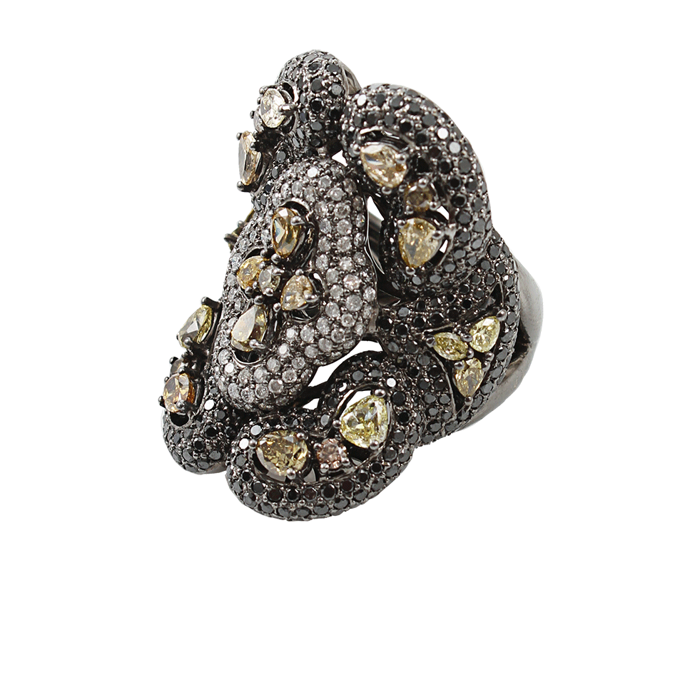 WENDY YUE-Black White Fancy Color Diamond Ring-BLACK GOLD